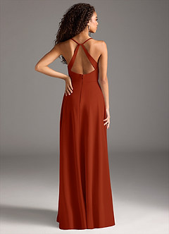Azazie Davis Bridesmaid Dresses Rust A-Line Pleated Stretch Crepe Dress image6