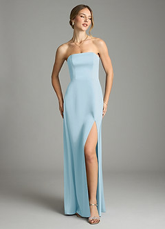 Azazie Wren Bridesmaid Dresses Sky Blue A-Line Strapless Stretch Satin Convertible Dress image9