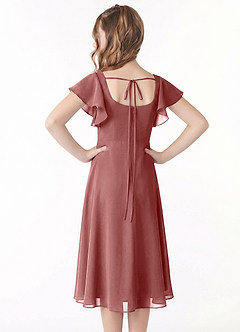 Azazie Bondi Junior Jurk van Chiffon met A-Lijn Ruches Woestijnroos image3