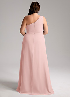 Azazie Brooke Bridesmaid Dresses Powder Pink A-Line One Shoulder Chiffon Dress image9