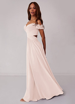 Barbie ♥ Azazie Bridesmaid Dresses Rose Petal A-Line Off the Shoulder Chiffon Convertible Dress image3