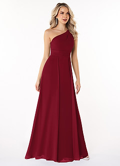 Azazie Dallas Jurken voor bruidsmeisjes Jurk van Chiffon met A-Lijn One-Shoulder Bourgondië image3
