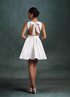 Azazie Alanna Wedding Dresses Diamond White A-Line Satin Dress image2