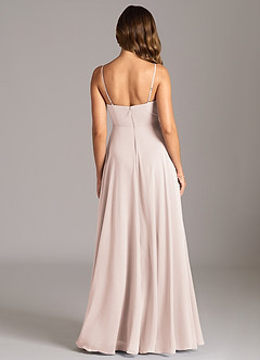 Azazie Amani 신부 들러리 드레스 A라인 주름진 쉬폰 바닥 길이 드레스 image2