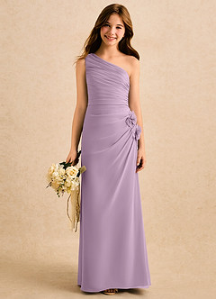 Azazie Sophie Girls Formal Abiti da Ragazza di Fiori Abito Tubino in Chiffon Monospalla Glicine image1