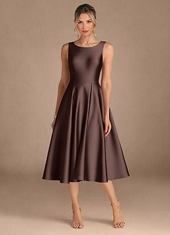 Azazie Fulton Moeder van de bruid jurken A-Lijn Jurk van Stretch Satijn Geplooid Ganache image10