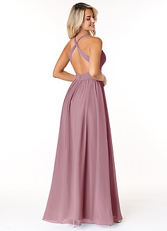 Azazie Ashia Bridesmaid Dresses Vintage Mauve A-Line Pleated Chiffon Dress image2