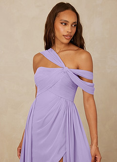 Christian Siriano Bridal for Azazie 1014 Bridesmaid Dresses Lilac A-Line Off the Shoulder Chiffon Dress image7