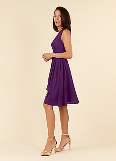 Azazie Theron Mother of the Bride Dresses Grape A-Line V-Neck Pleated Chiffon Dress image3