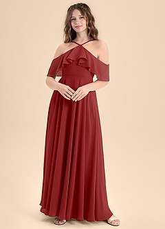 Azazie Tessabelle Junior Vestido de Óxido de Gasa de Corte En A con Vestidos sin tirantes image1
