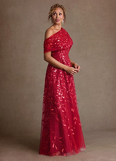 Azazie Sidney Mother of the Bride Dresses Burgundy A-Line Off the Shoulder Lace Dress image2