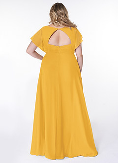 Azazie Rylee Bridesmaid Dresses Marigold A-Line Pleated Chiffon Dress image7
