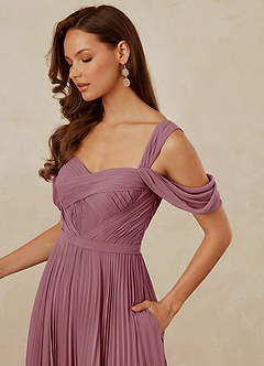 Christian Siriano Bridal for Azazie 1013 Bridesmaid Dresses Vintage Mauve A-Line Off the Shoulder Chiffon Dress image6