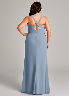 Azazie Mero Bridesmaid Dresses Dusty Blue Sheath Pleated Chiffon Dress image10