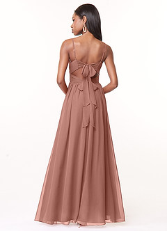 Azazie Zeya Brautjungfernkleider A-Linie V-Hals Gefaltet Chiffon Kleid Zedernrose image3