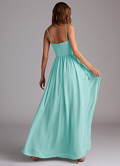Azazie Calianna Bridesmaid Dresses Aqua A-Line Off the Shoulder Chiffon Convertible Dress image6