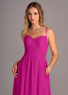 Azazie Joni Bridesmaid Dresses Fuchsia A-Line Strapless Chiffon Convertible Dress image2