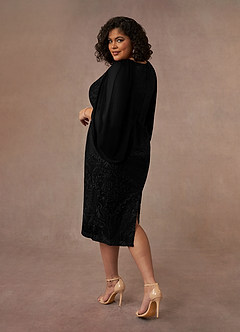 Azazie Mya Mother of the Bride Dresses Black Sheath Scoop lace Lace Dress image8
