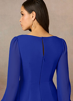 Azazie Karen vestidos de madre de la novia Vestido de Azul Real de Crepé elástico de Recto con Plisado image5