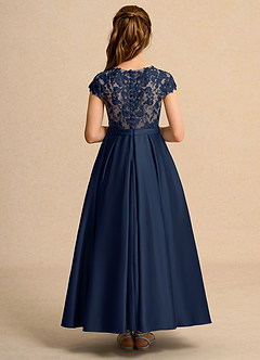 Azazie Bunny Junior Formal Blumenmädchenkleider Ballkleid Spitze Kleid Dunkelmarine image2