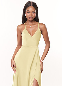 Azazie Maksim Suknie dla druhen Linia A Satyna elastyczna Do ziemi Sukienka image5