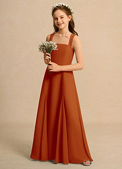 Azazie Tater Junior Formal vestidos de niña de las flores Vestido de Pimenton de Gasa de Corte En A con Plisado image5