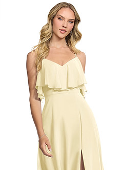 Azazie Jean Bridesmaid Dresses Lemon Sorbet A-Line Chiffon Convertible Dress image4