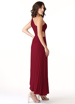 Azazie Kirra Bridesmaid Dresses Burgundy A-Line One Shoulder Chiffon Dress image4