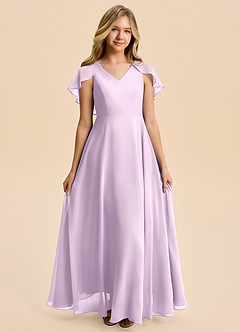 Azazie Katie Junior Linia A Marszczony Szyfon Długość podłogi Młodsza druhna Sukienka image4