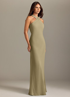 Azazie Doretta Bridesmaid Dresses Moss Green Mermaid Pleated Chiffon Dress image3