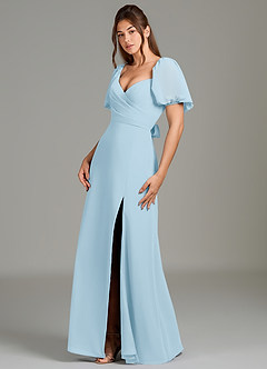 Azazie Phylicia Bridesmaid Dresses Sky Blue A-Line Bow Chiffon Dress image4
