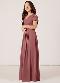 Azazie Peony Junior A-Linie Plissee Chiffon Kleid Amethyst image3