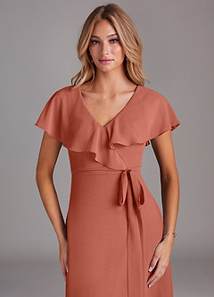 Azazie Lainey Bridesmaid Dresses Clay A-Line with Pockets Chiffon Dress image6
