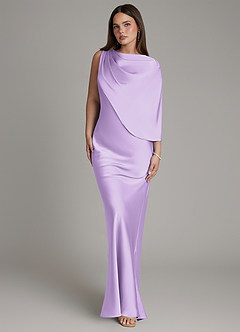 Azazie Darby Bridesmaid Dresses Lilac Mermaid Pleated Stretch Satin Dress image4