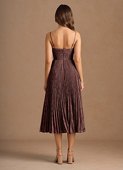 Annie Mocha Coco Pleated Midi Dress image2