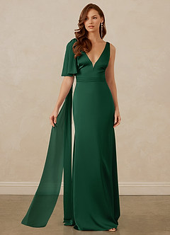 Christian Siriano Bridal for Azazie 1011 Robes de demoiselle d'honneur Robe Sirène en Satin extensible Arc Vert Foncé image6