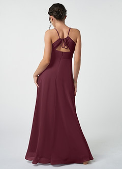 Azazie Avelina Junior Cabernet A-Line Pleated Chiffon Dress image3