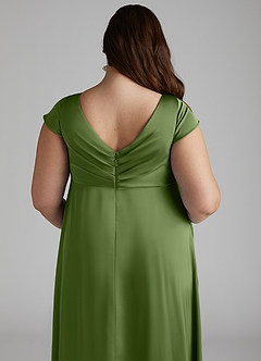 Azazie Allessia Maternity Bridesmaid Dresses A-Line Pleated Stretch Satin Floor-Length Dress image12
