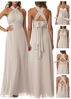 Azazie Fifi Vestidos de damas de honor Vestido de Escarcha de Gasa de Corte En A Convertible con Sin tirantes image9