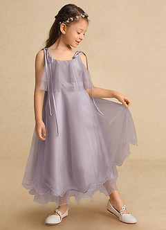 Azazie Bunie Flower Girl Dresses Dusk A-Line Spaghetti Strap Tulle Dress image2