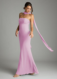 Azazie Saylor Vestidos de damas de honor Vestido de Rosa Caramelo de Gasa de Corte Sirena con Sin tirantes image8