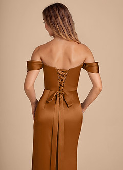 Azazie Shea Probar vestidos en casa Vestido de Agave de Satén Metálico de Corte Sirena Convertible con Vestidos sin tirantes image2