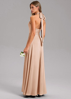 Azazie Tracie Abiti da Damigella Abito A-Line in Raso Elasticizzato Spacco Laterale Rosa Inglese image4