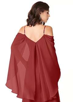 Azazie Cienna Jurken voor bruidsmeisjes Jurk van Chiffon met A-Lijn Off the Shoulder Roest image3