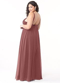 Azazie Aziza Bridesmaid Dresses Desert Rose A-Line V-Neck Pleated Chiffon Dress image10