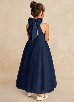 Azazie Bev Flower Girl Dresses Dark Navy A-Line Convertible Tulle Dress image6
