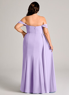 Azazie Amyra Bridesmaid Dresses Lilac Sheath Off the Shoulder Chiffon Convertible Dress image14