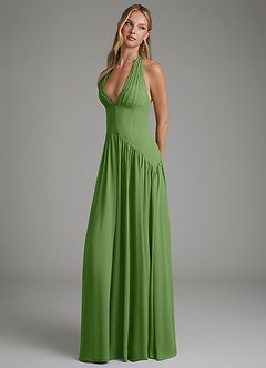 Azazie Alicia Bridesmaid Dresses Basil A-Line Pleated Chiffon Dress image3