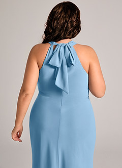 Azazie Doretta Bridesmaid Dresses Steel Blue Mermaid Pleated Chiffon Dress image12