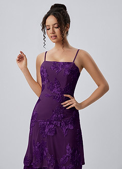 Araceli Plum Stretch 3D Flowers Lace Maxi Dress image5